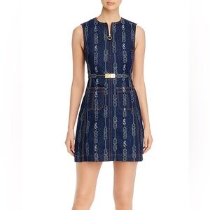 Tory Burch Belted Gemini Cotton Jacquard denim Dress Size 14